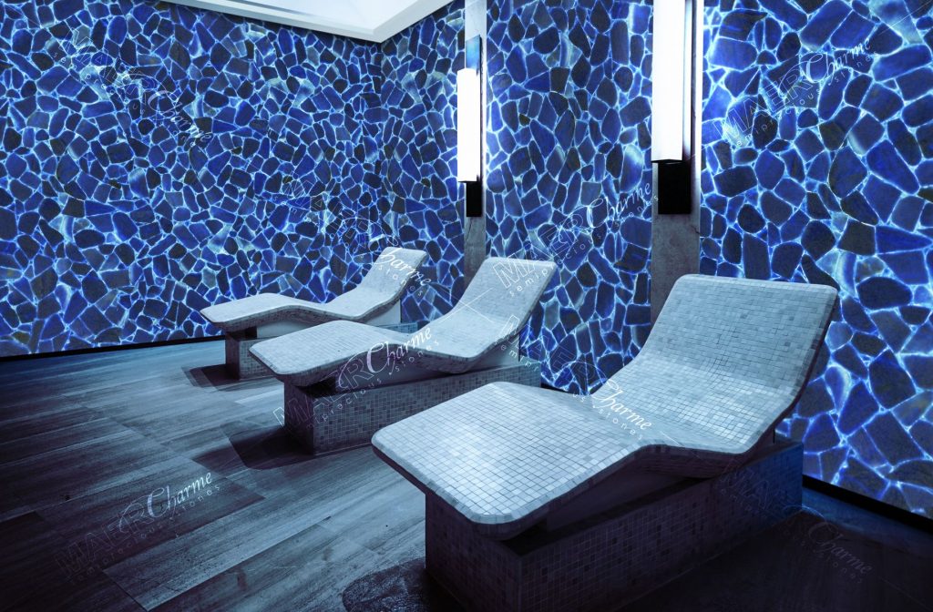 Calcite Blue Backlit Relax Room Walls – BTM Ltd